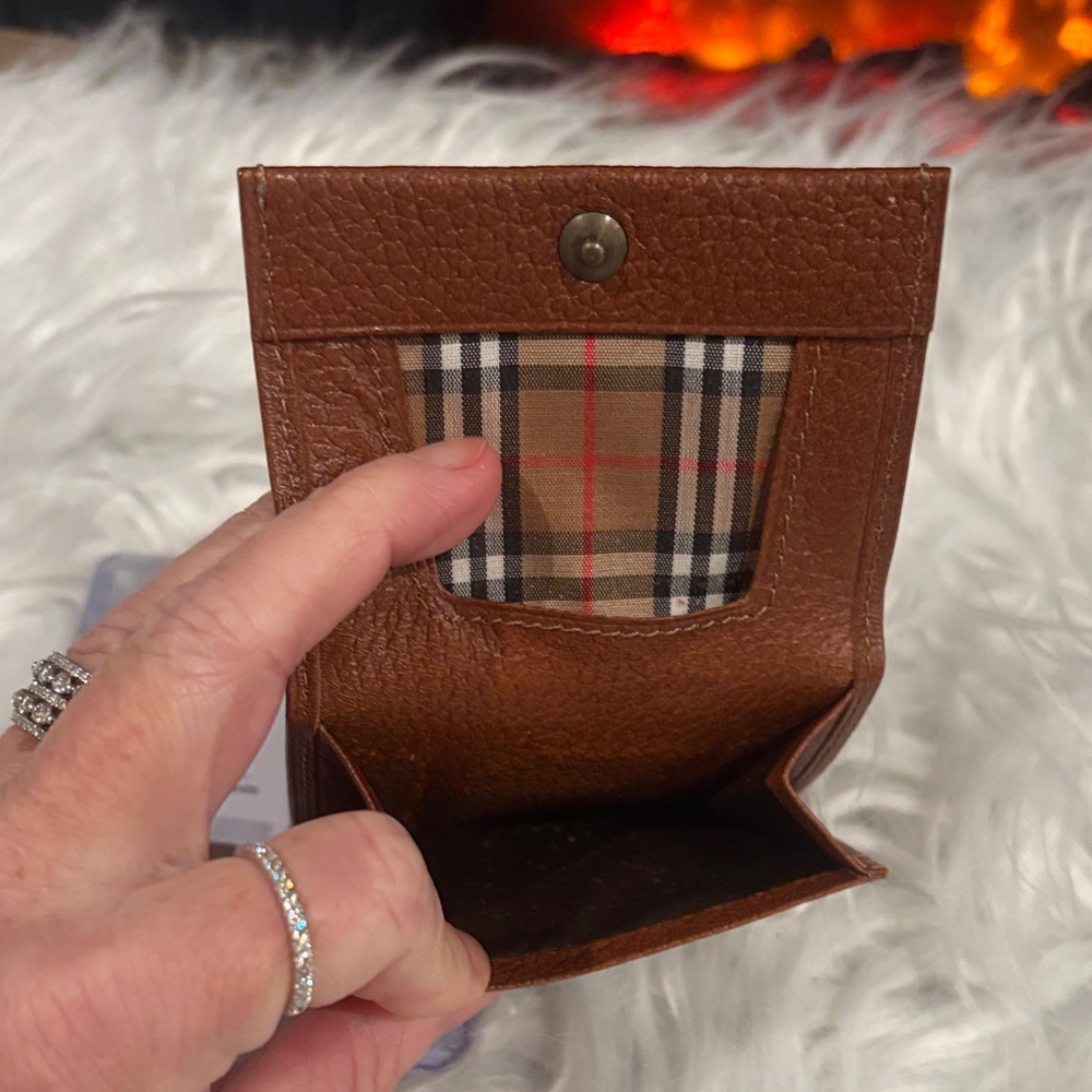 Burberrys Vintage Brown Pebbled Leather Coin Case Wallet-NWOT-Authentic - Picture 4 of 9